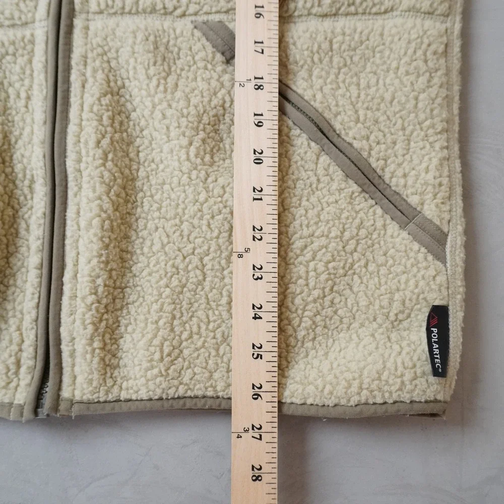 J. Crew Nordic Polartec Sherpa Fleece Hoodie Large Mens Cream Full Zip Y2K
